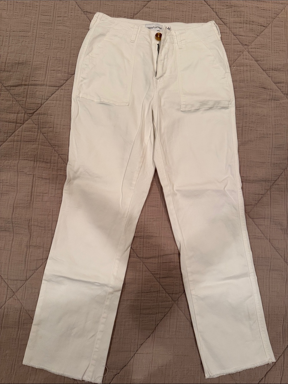 Gibson Latimer White Cropped Straight-Leg Pants